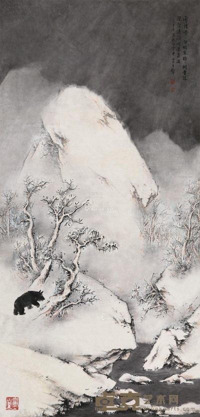 黄君璧     丁未（1967）年作 雪山寒树 130×63cm