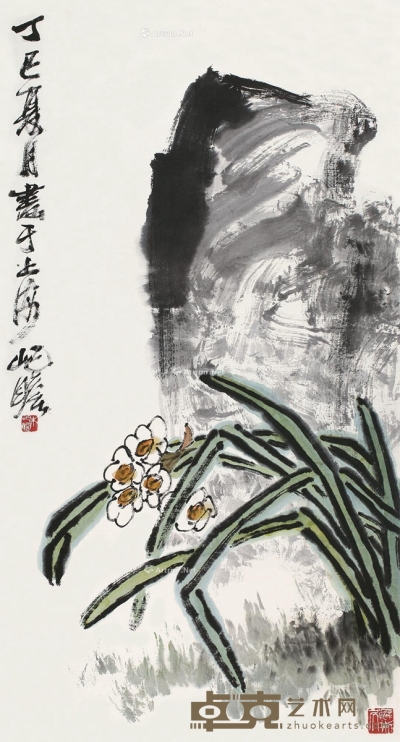 朱屺瞻     丁巳（1977）年作 水仙 89×47cm