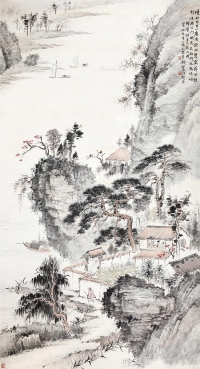 钱松嵒乙酉（1945）年作湖山幽院