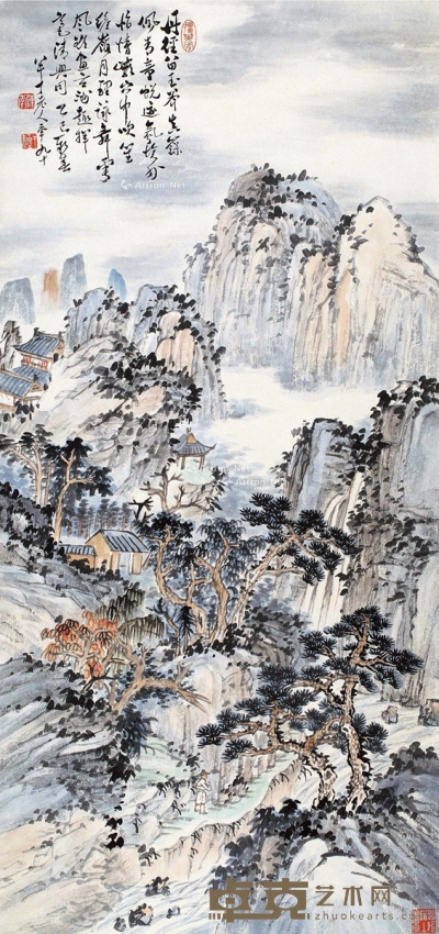 陈半丁乙巳（1965）年作山径行迹 92×43cm