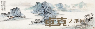 贺天健乙酉（1945）年作湖山棹歌 33×106cm