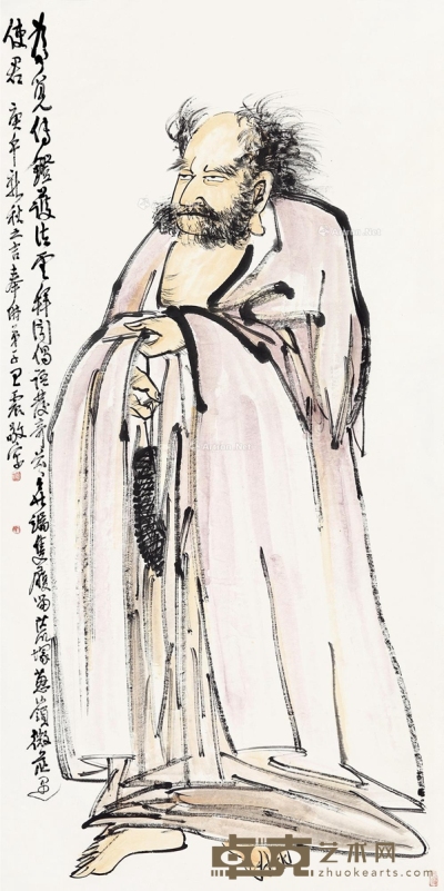 王震庚午（1930）年作传灯护法 138×68cm