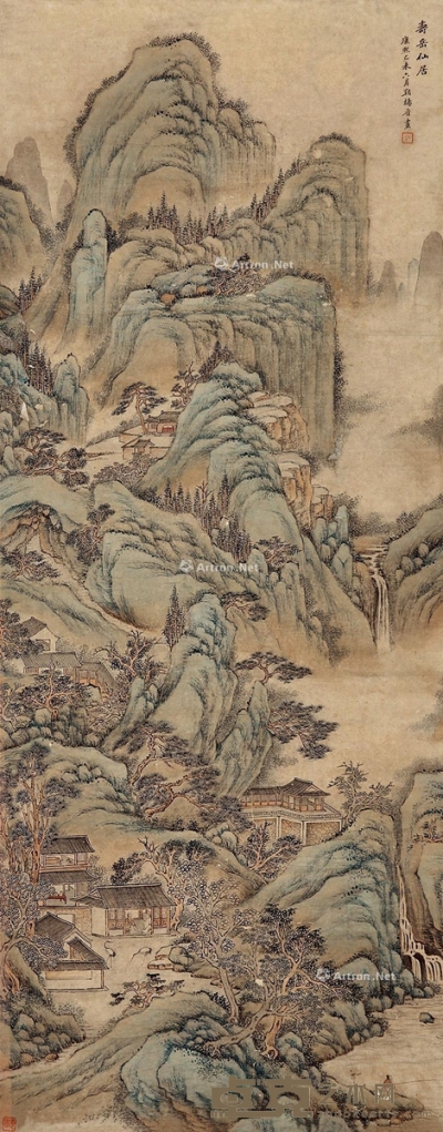 杨晋     乙未（1715）年作 寿岳仙居 128×50cm