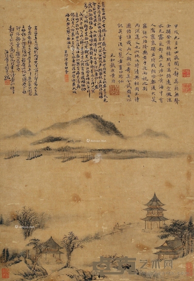 黄均（古）     甲戌（1814）年作 黄鹤楼观景 57×38cm