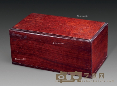 清 红木嵌廮木盖盒 长25.5cm