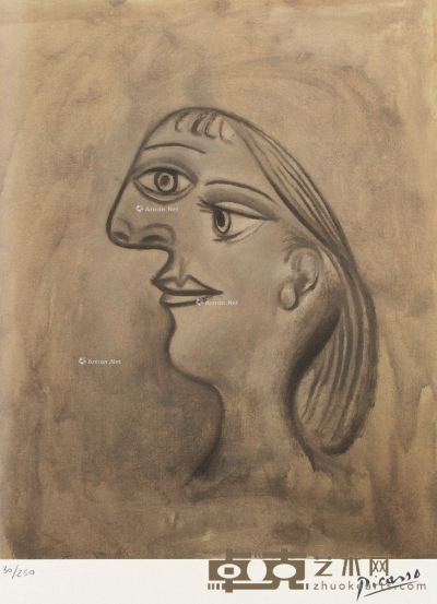 毕加索     1995年作 女子侧面头像 38×28cm