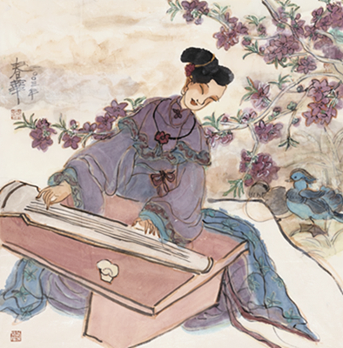 杨春华 抚琴图
