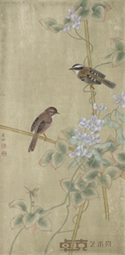 陈贝西 双喜图 69cm x 34cm