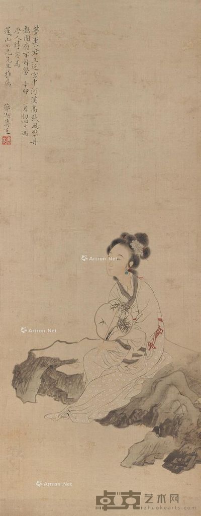 辛卯（1831）年作 美人图 立轴 设色绢本 91×34.5cm