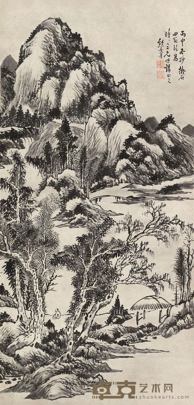 熊景星 拟沈周山水 121×57.5cm