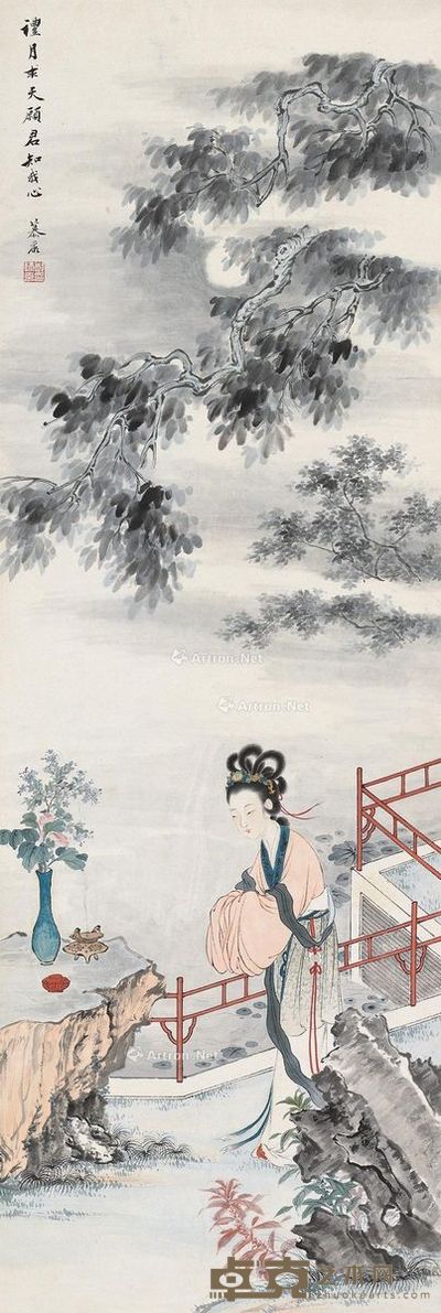 郑慕康 拜月图 95×32cm