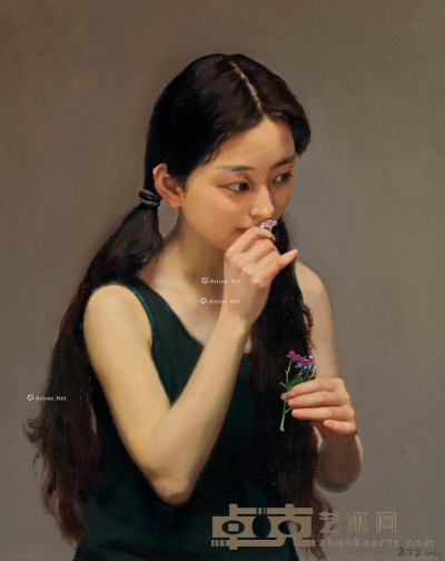 袁宗宝     2013年作 紫色的小花 60×50cm