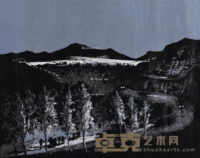 石鲁     1954年作 公路之夜 22×34cm