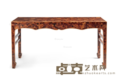 清 黄花梨拼花嵌黄杨木长桌 高89cm
