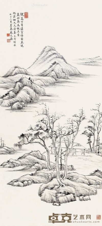庞元济     己卯（1939）年作 澹室诗图 107×48.5cm