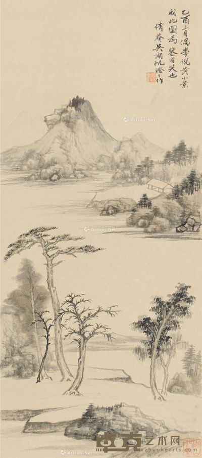 吴湖帆     乙酉（1945）年作 湖山小景 71×31.5cm