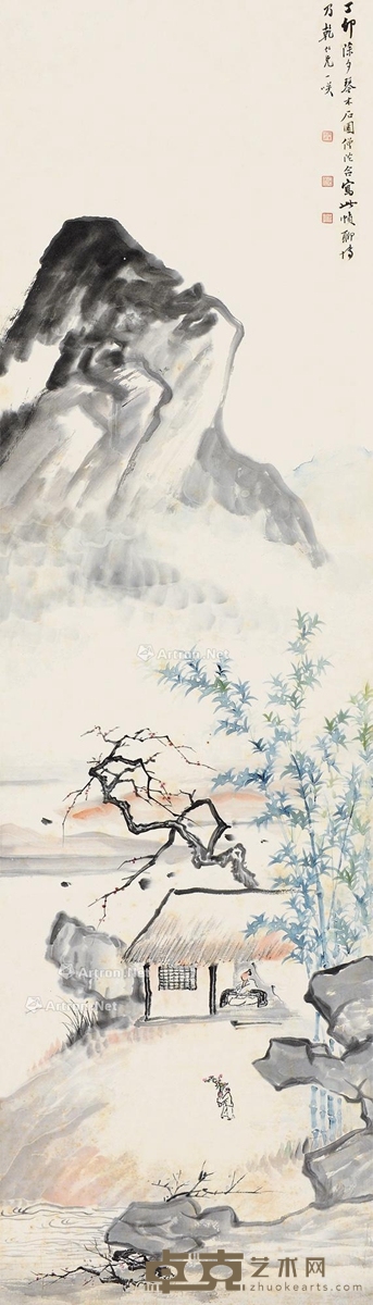 吴琴木 张石园 等    丁卯（1927）年作 闲居图 135.5×39cm