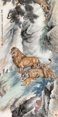 熊松泉     庚午（1930）年作 松泉狮嬉