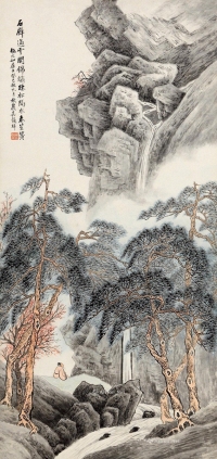 吴榖祥     癸巳（1893）年作 观瀑图