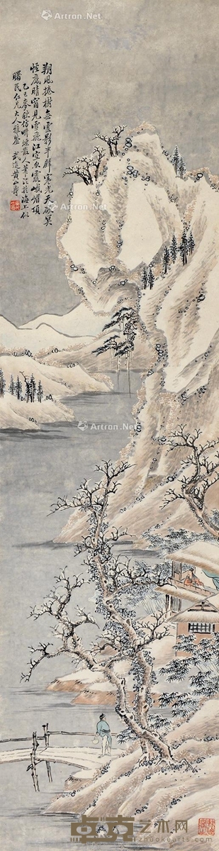 黄山寿     乙巳（1905）年作 雪山幽居 154×40cm