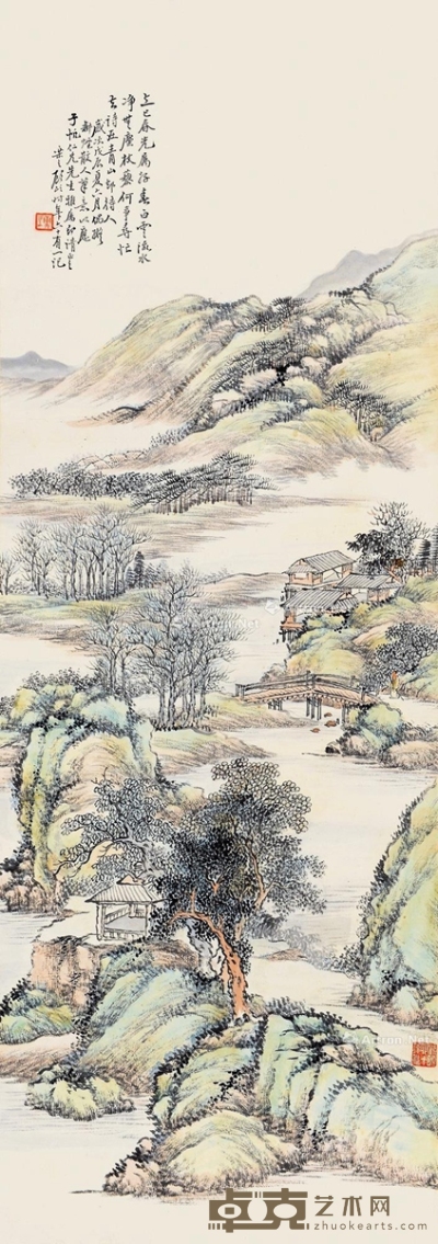 顾颐     戊辰（1928）年作 山居图 102×40cm