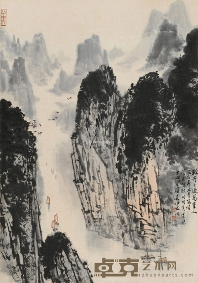 宋文治     1980年作 轻舟已过万重山 68×48cm