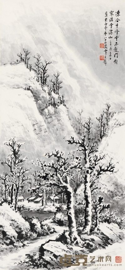 黄君璧     辛酉（1981）年作 冻合千峰 96×45cm