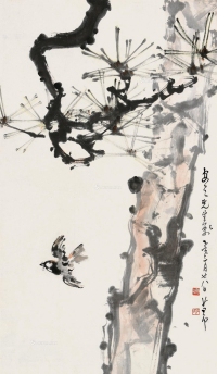 赵少昂     乙亥（1935）年作 松雀图