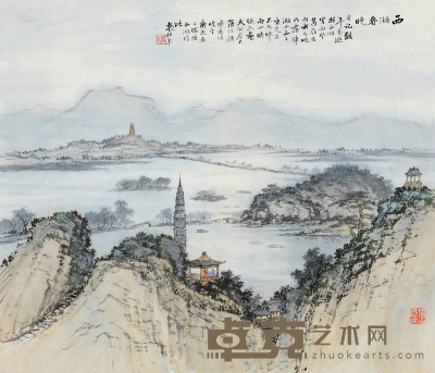 袁松年     庚辰（1940）年作 西湖全景 42.5×49cm