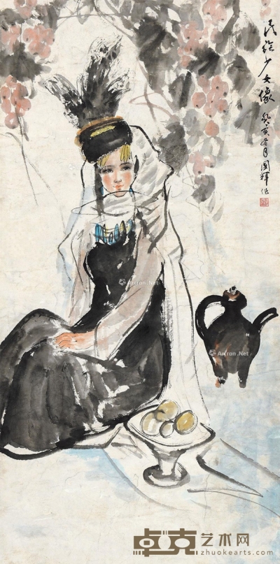 刘国辉     癸亥（1983）年作 民族少女 135×67.5cm