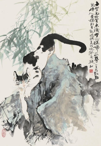 韩敏     猫戏图