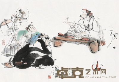 施大畏     庚午（1990）年作 知音图 57.5×83cm