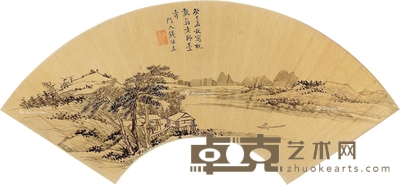 钱谦益 癸已(1653)年作 泛舟图 17×50.5cm