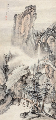 鲍济     乙丑（1685）年作 秋山古寺