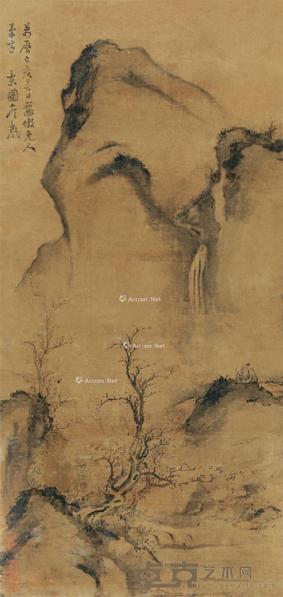 詹景凤     己亥（1599）年作 深山幽瀑 78.5×37cm
