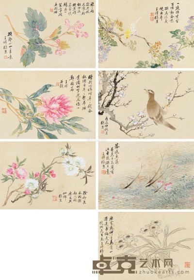 张熊     丙辰（1856）年作 花鸟 22×31cm×7