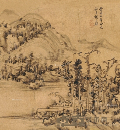 杨文骢     甲戌（1634）年作 山居秋瞑 34×27.5cm