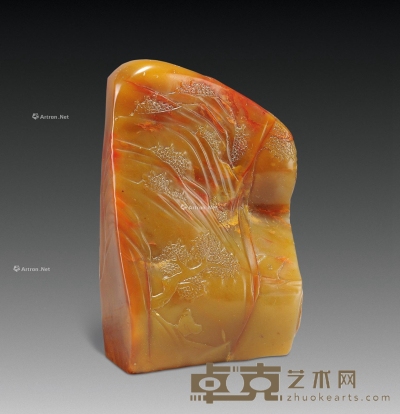 近代 林清卿雕山水薄意章 4.5×2.1×7cm