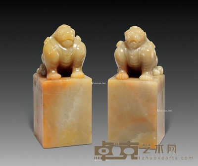 近代 东门古工对章 2.8×2.8×6.5cm×2