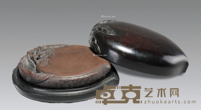 清 福寿桃形端砚 9.3×7.5×1.8cm