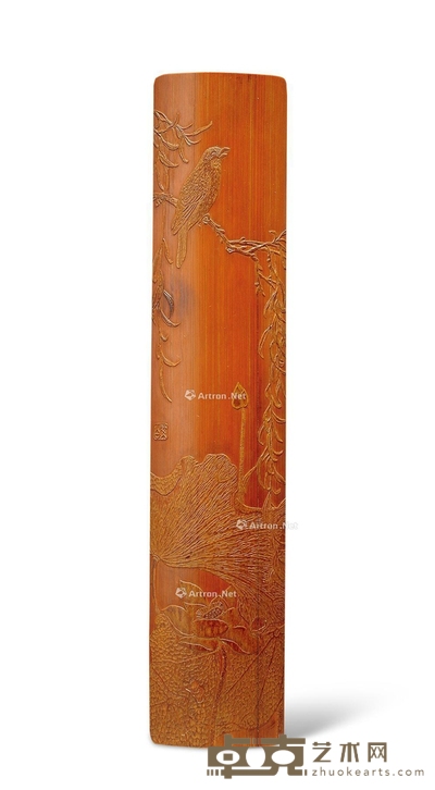 徐素白款 薄意竹雕臂搁 24cm