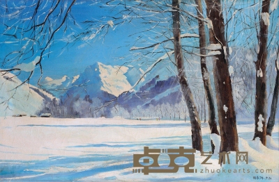 李瑞年     1974年作 雪景 58.5×87cm