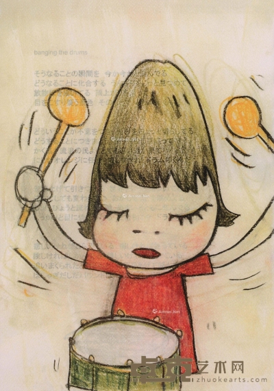 奈良美智     2003年作 打鼓的女孩 41×28cm