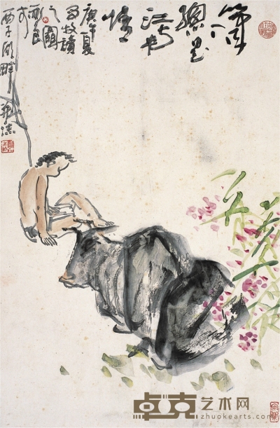 吴永良 芳草眠犊 69×45cm