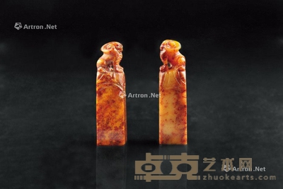 寿山石印章戳料 (一对) --