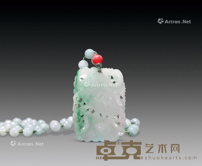 清 翡翠一路连科牌 长5.5cm