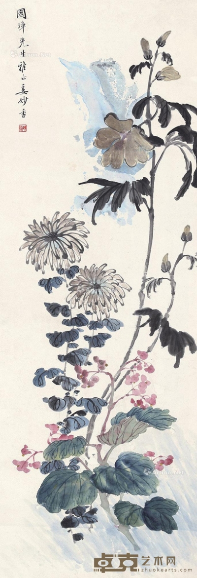 姜妙香     花卉 92×30.5cm