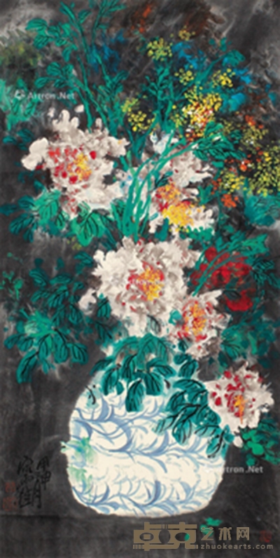 宋雨桂     花卉 136×68cm