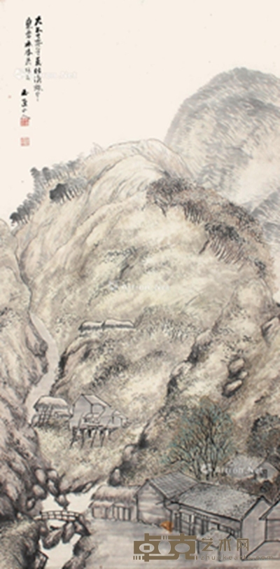 玉画山人 山水 133×64cm