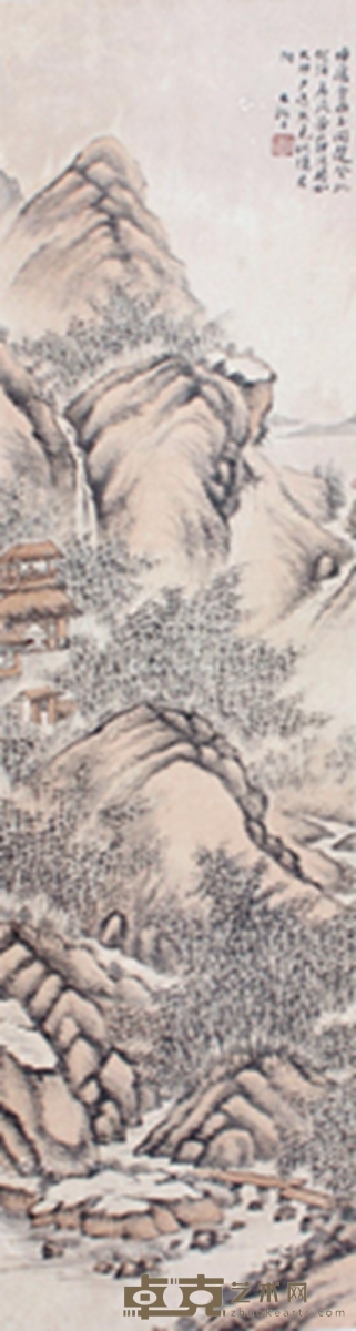 石涛     山水 132×35cm